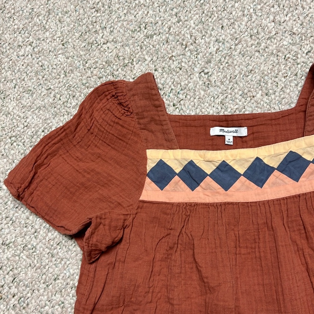 Madewell Patchwork Square-Neck Top Medium - image 4